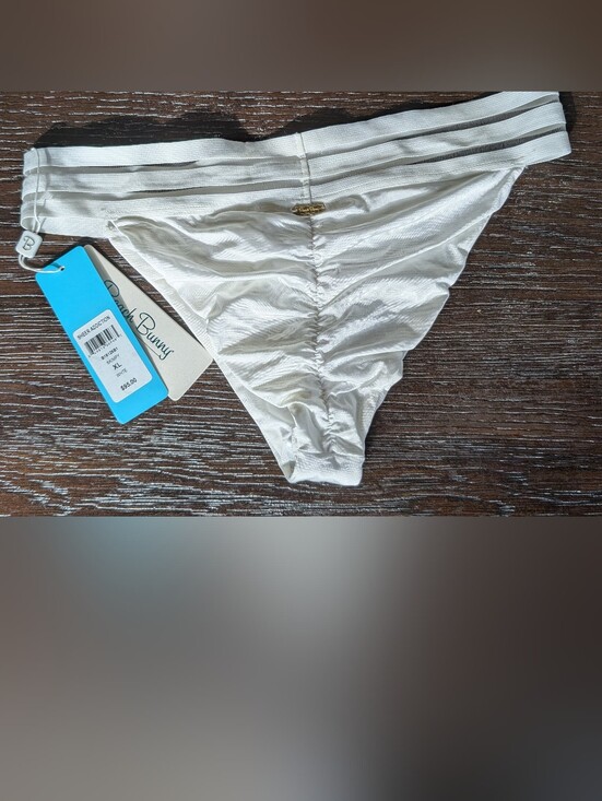 Beach Bunny Other - Beach Bunny Cheeky Ruched Skimpy Bikini Bottom White XL NWT Sheer Addiction